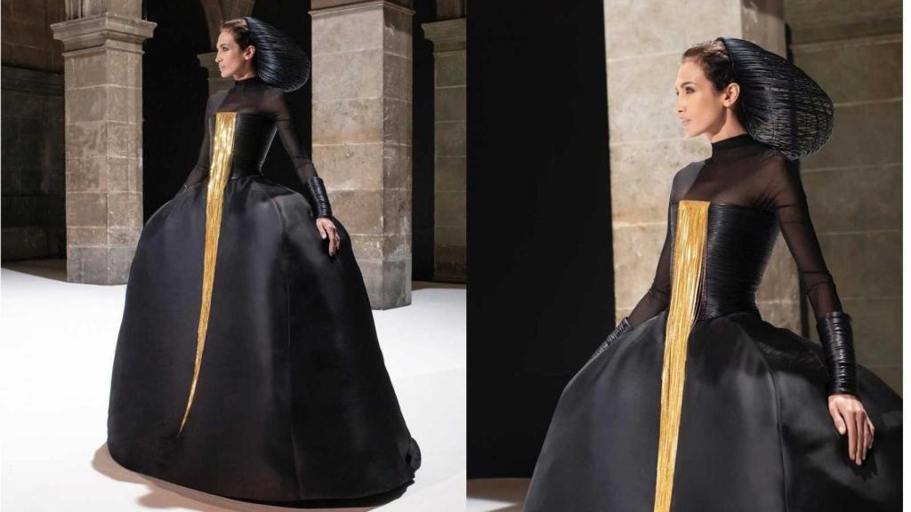Nieves Álvarez durante el desfile de Stéphane Rolland.
