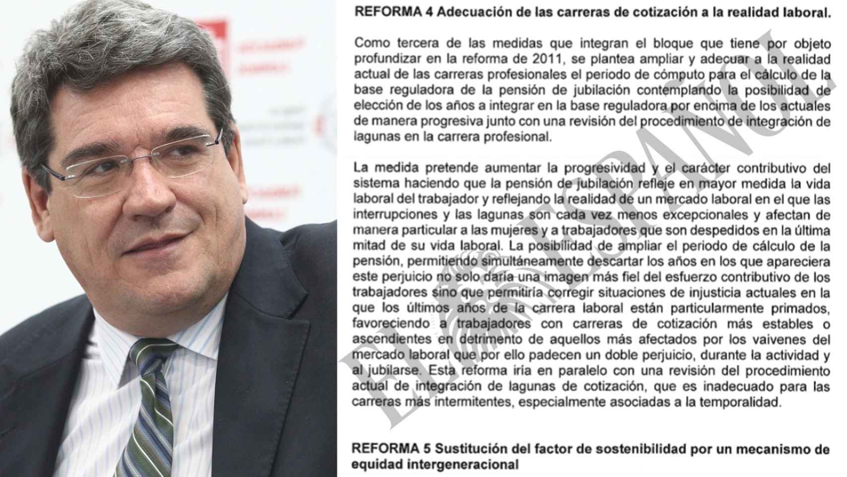 El ministro de Inclusión, Seguridad Social y Migraciones, José Luis Escrivá, junto al documento.