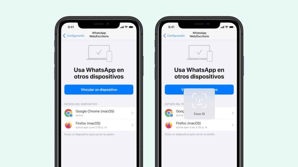 Desbloqueo de WhatsApp de escritorio usando FaceID en un iPhone