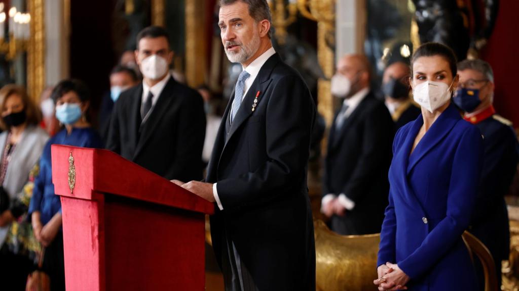 El rey Felipe VI este jueves en la recepción al cuerpo diplomático en el Palacio Real.