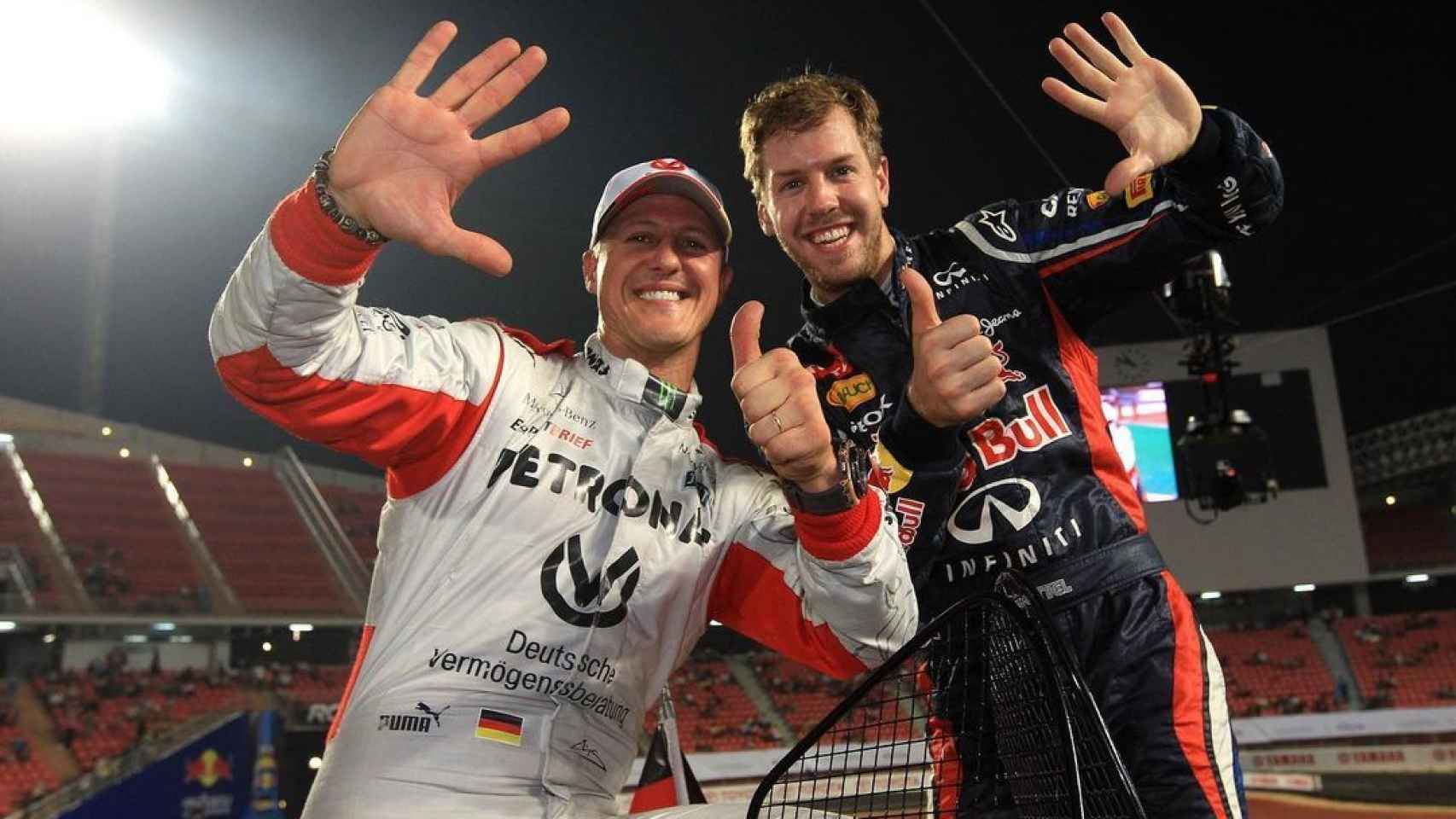 Vettel en su etapa en Red Bull con Michael Schumacher