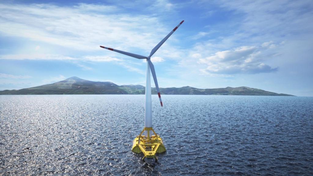 Molino de una instalación de energía eólica marina, en una imagen de archivo.