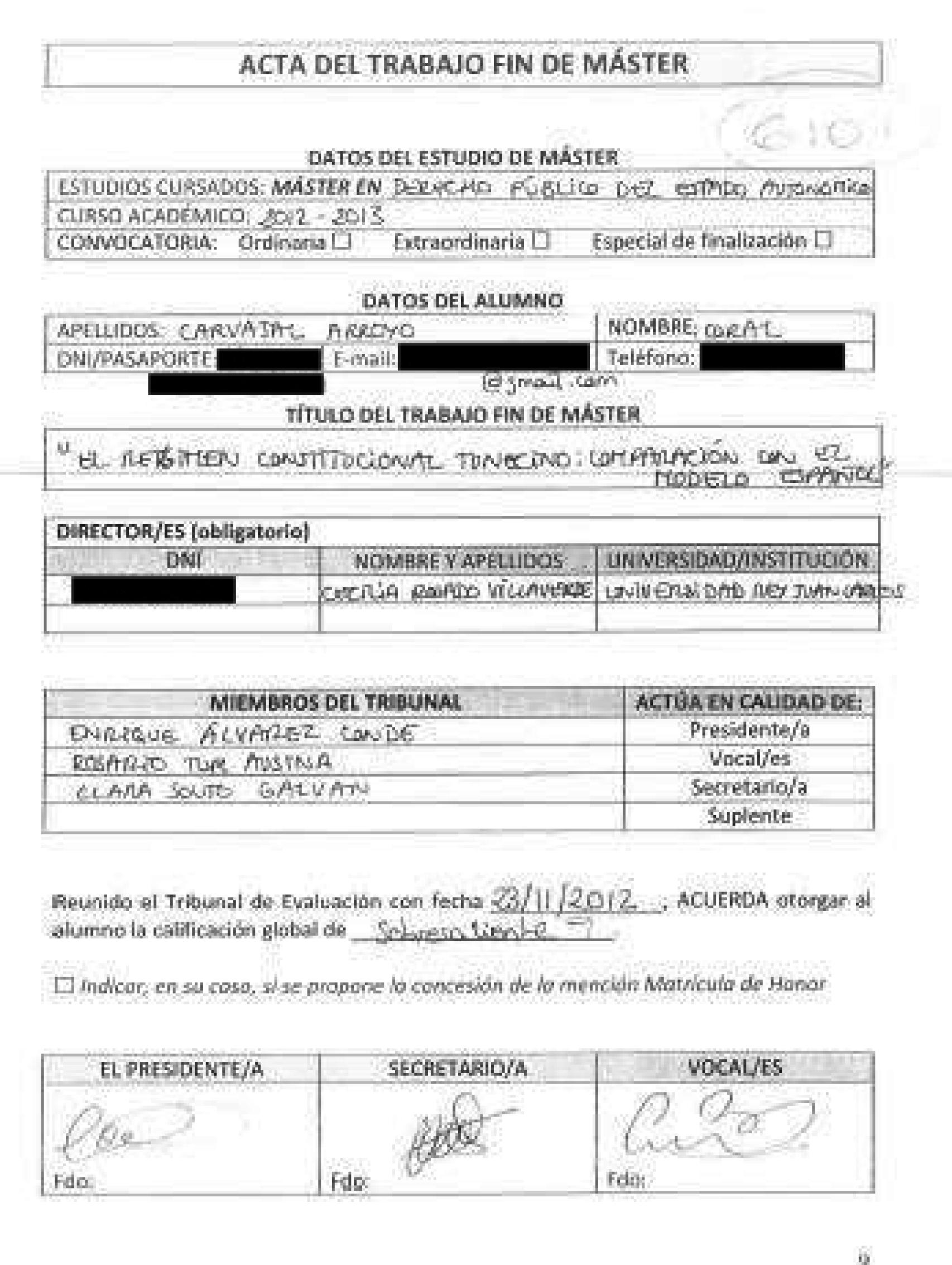 Acta del TFM./