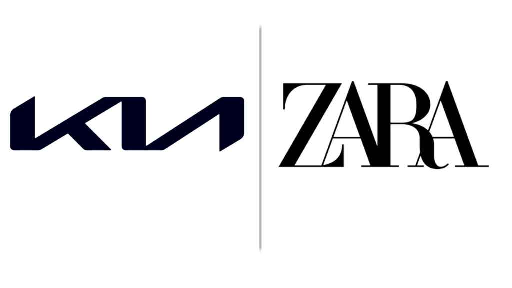Logotipos de Kia y Zara.