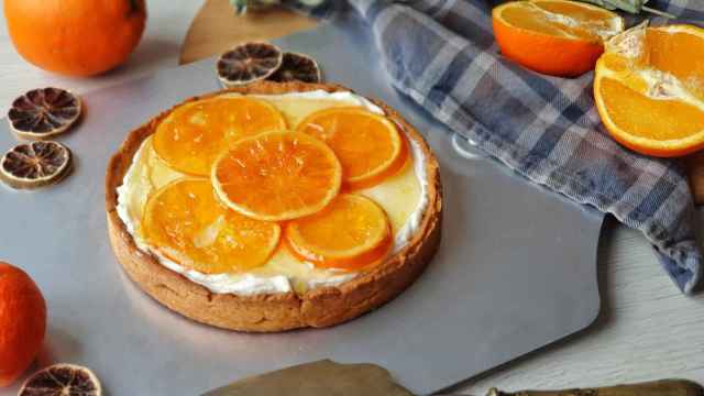 Tarta de queso y naranja