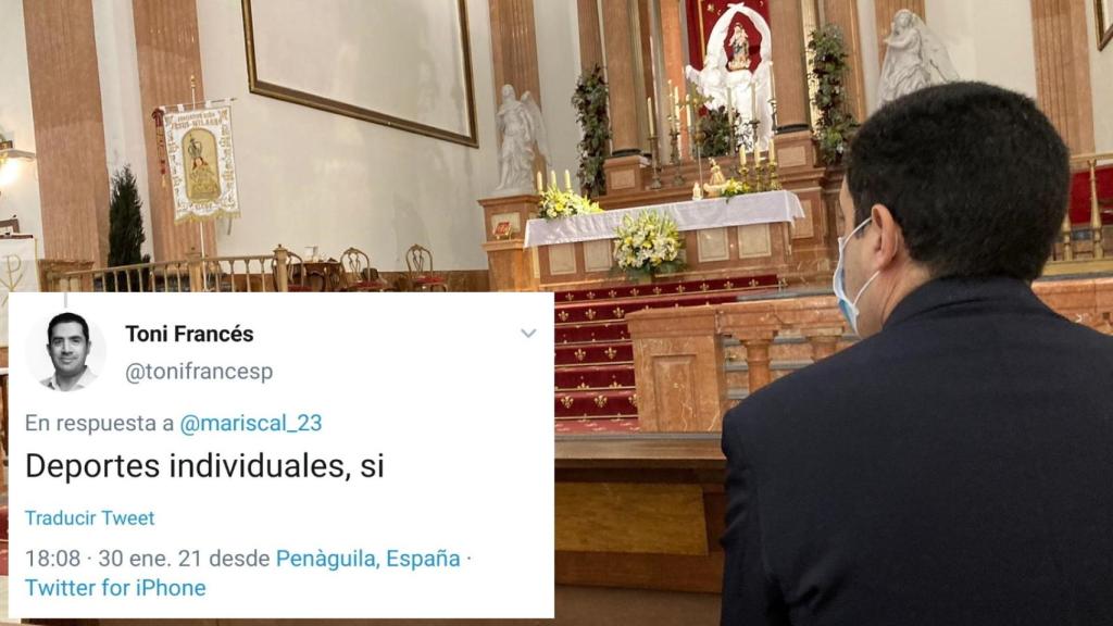 El alcalde de Alcoy, Toni Francés, en una misa en su ciudad este domingo.