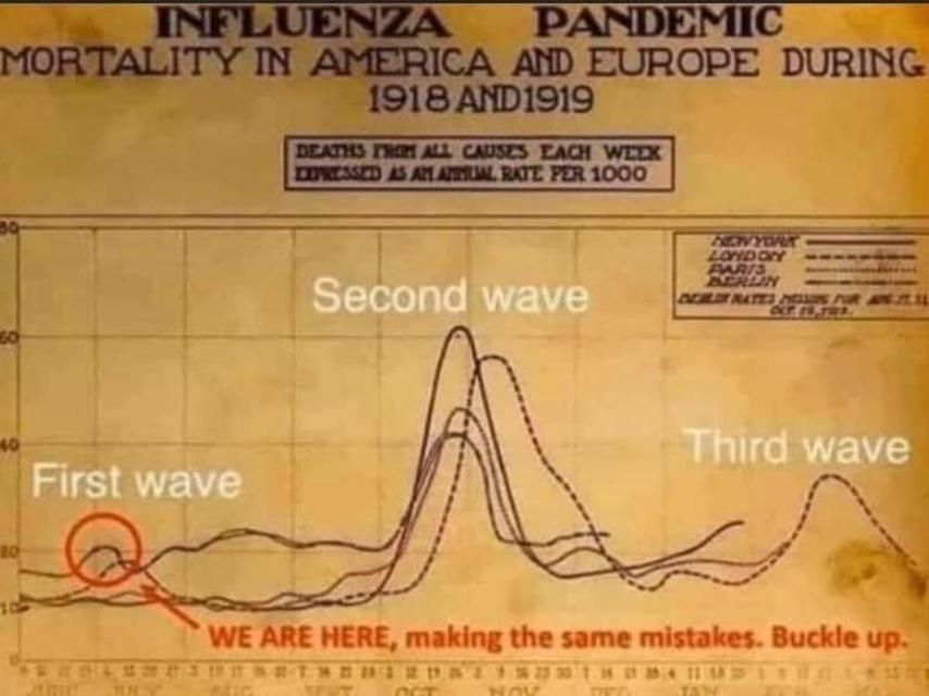 Curva de la gripe española en 1918.