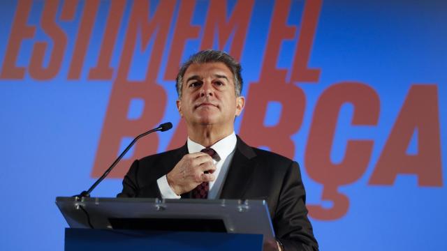 Joan Laporta, durante un acto de la campaña electoral