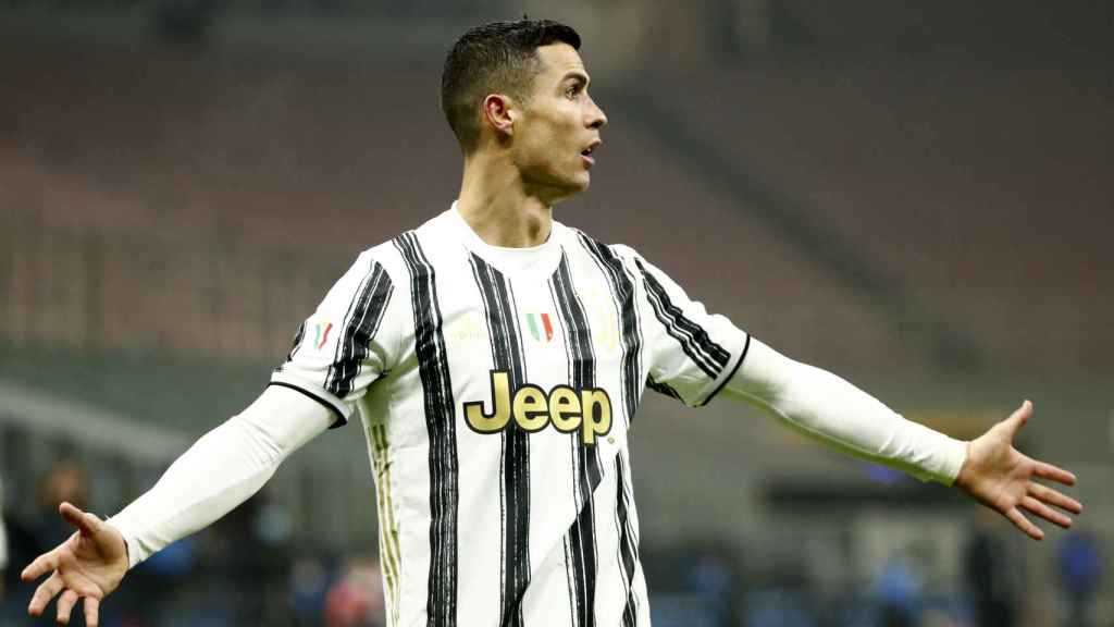 Cristiano Ronaldo, en la semifinal de la Copa de Italia entre Inter de Milán y Juventus de Turín