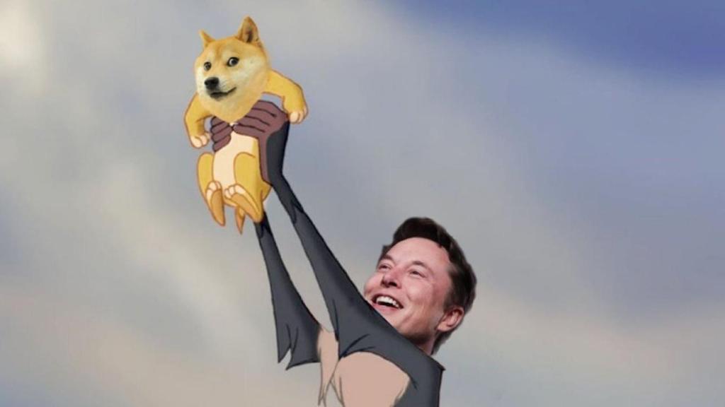 Clipping of the meme published by Elon Musk about dogecoin.