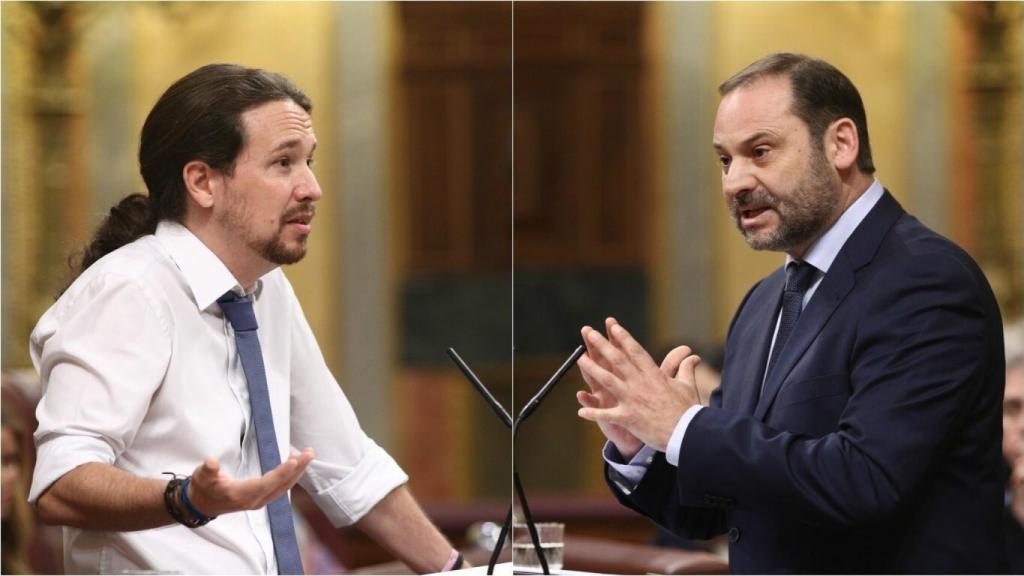 El vicepresidente segundo, Pablo Iglesias, y el ministro de Transportes, Movilidad y Agenda Urbana, José Luis Ábalos.