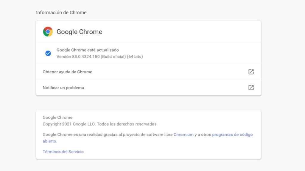 La última versión de Chrome soluciona el bug