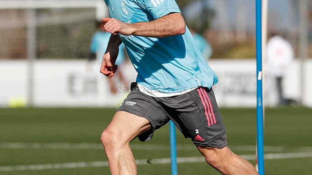 Dani Carvajal, durante un entrenamiento del Real Madrid