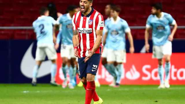 Luis Suárez, enfadado tras el gol del empate del Celta de Vigo