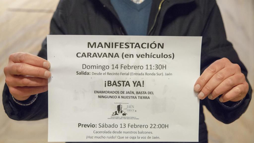La plataforma 'Jaén Merece Más' ha convocado una manifestación en coche por las calles de la ciudad para este domingo.