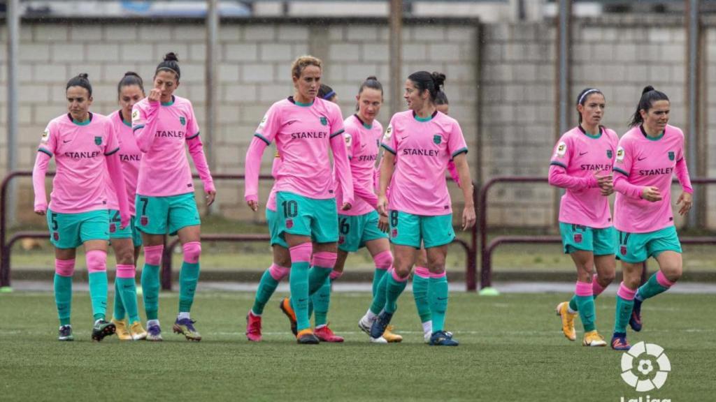 Las jugadoras del Barcelona Femenino celebran un gol en la Primera Iberdrola