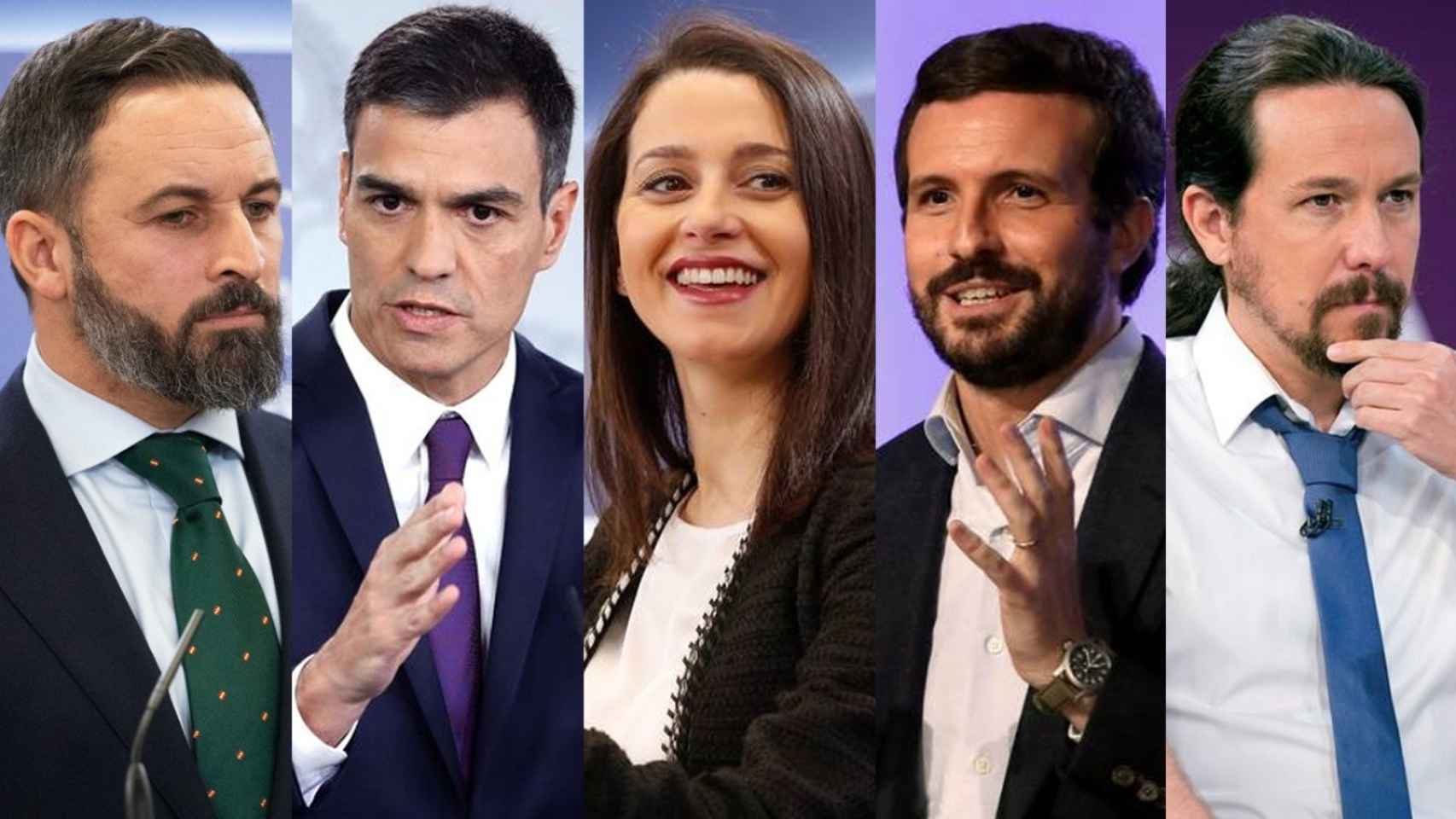 Abascal, Sánchez, Arrimadas, Casado y Abascal.