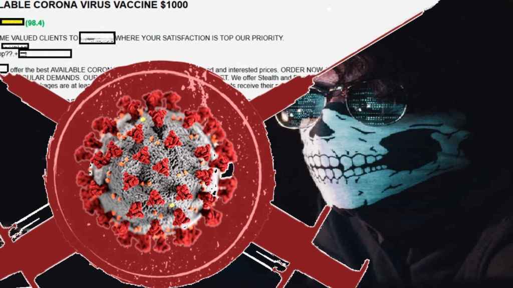 Montaje sobre vacunas contra la Covid-19 en la 'dark web'.