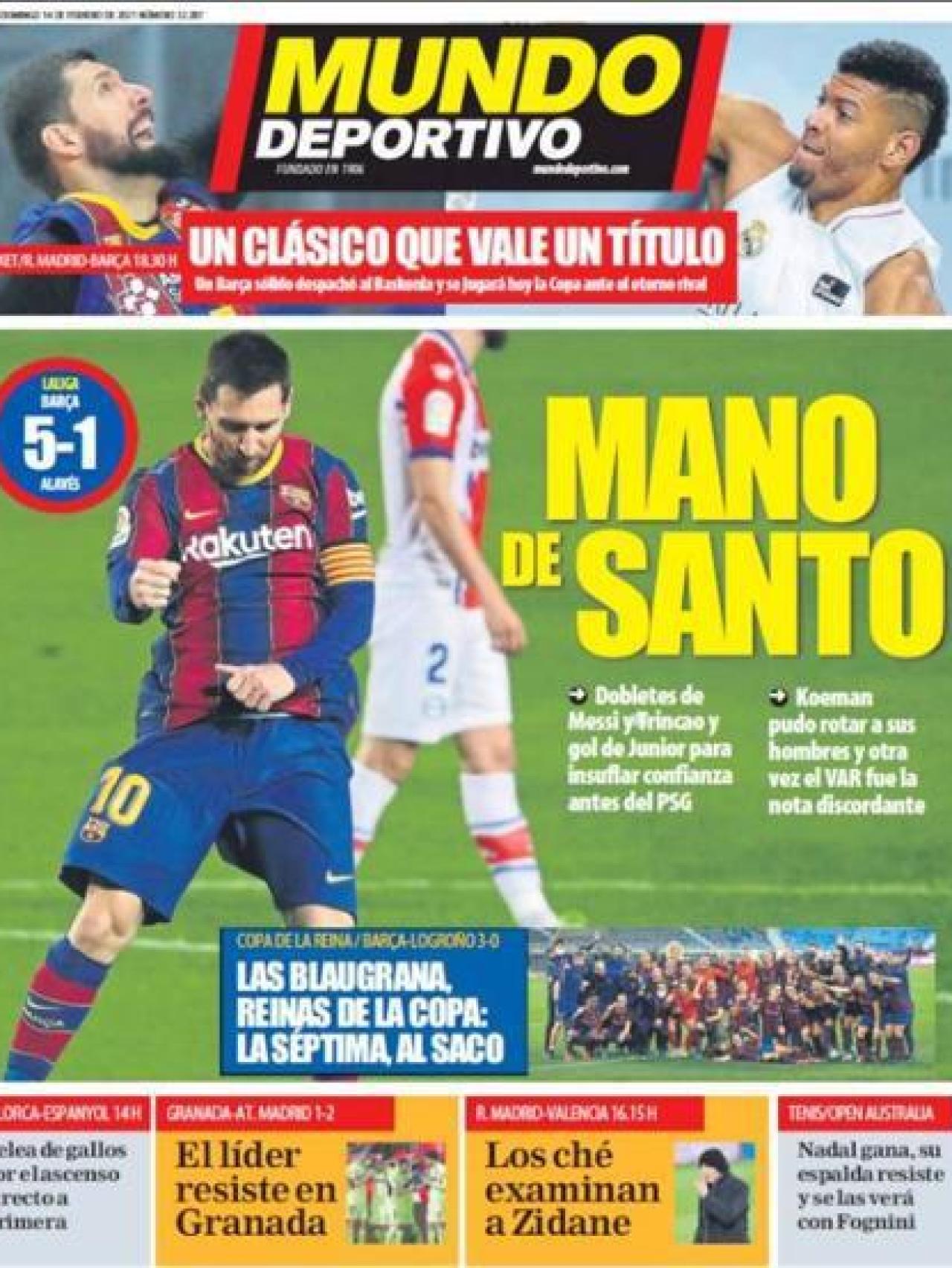 La portada del diario Mundo Deportivo (14/02/2021)