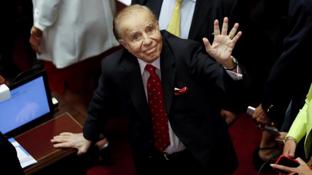 Carlos Menem durante una sesión especial del Senado argentino en 2017.