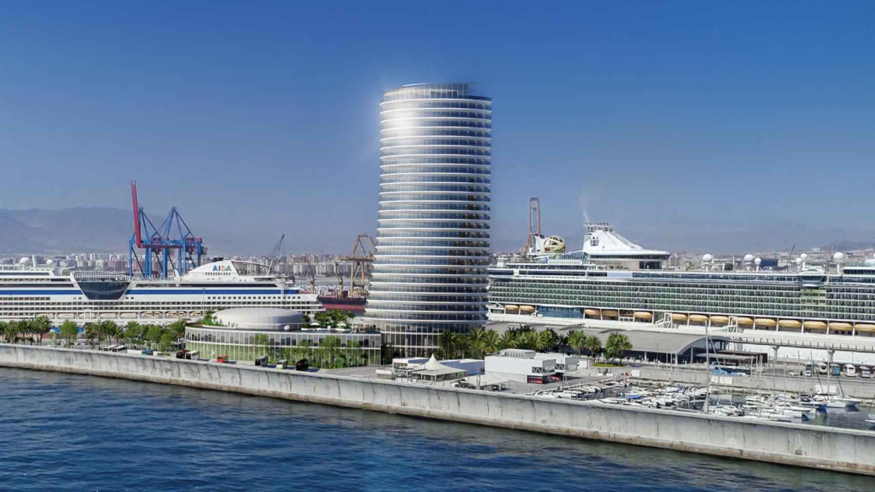 Última propuesta de la torre del Puerto de Málaga