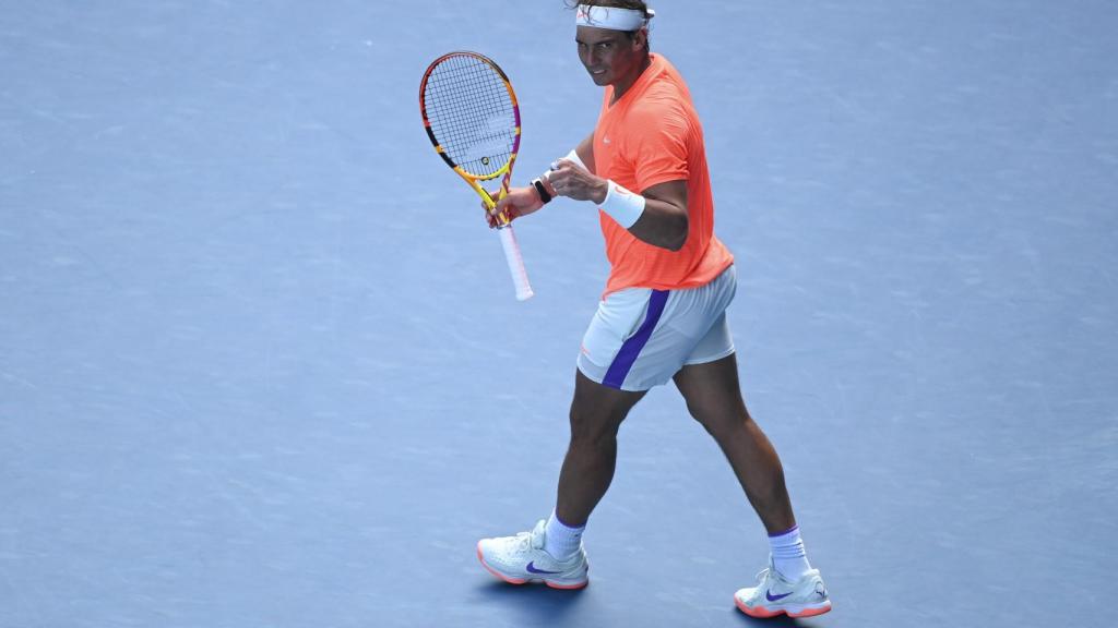 Nadal, celebrando su victoria ante Fognini.