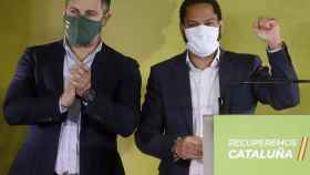 Abascal y Garriga celebrando los resultados de Vox en Cataluña.