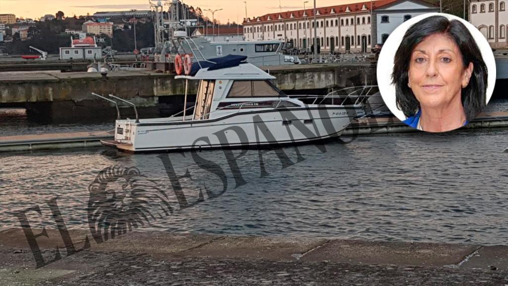 El barco de la familia de Esperanza Casteleiro, atracado en un muelle de la Estación Naval de la Graña.