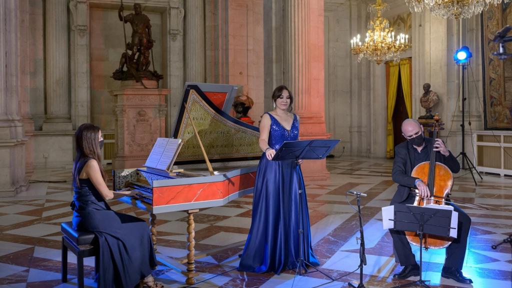 Instante del concierto celebrado en el Salón de Columnas del Palacio Real.