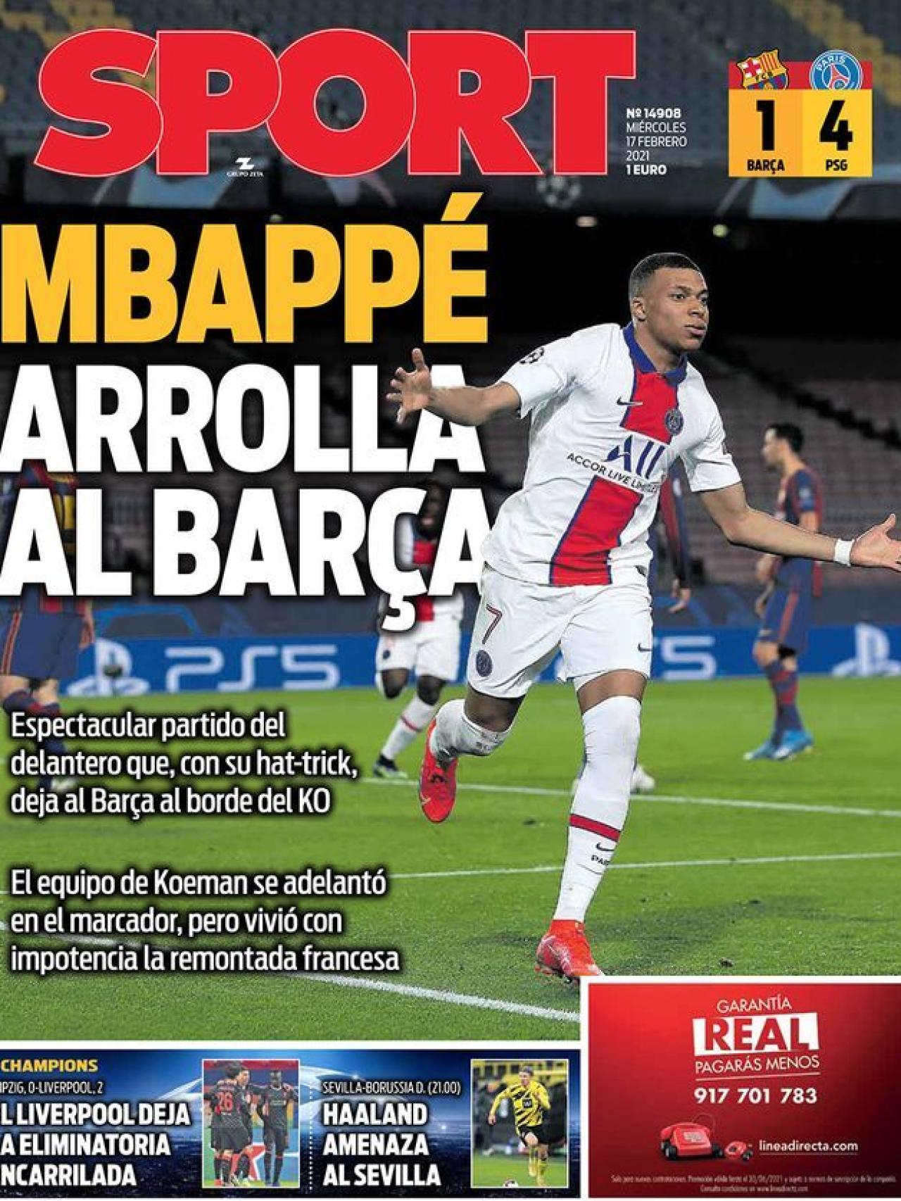 La Portada Del Diario Sport 17022021 0144