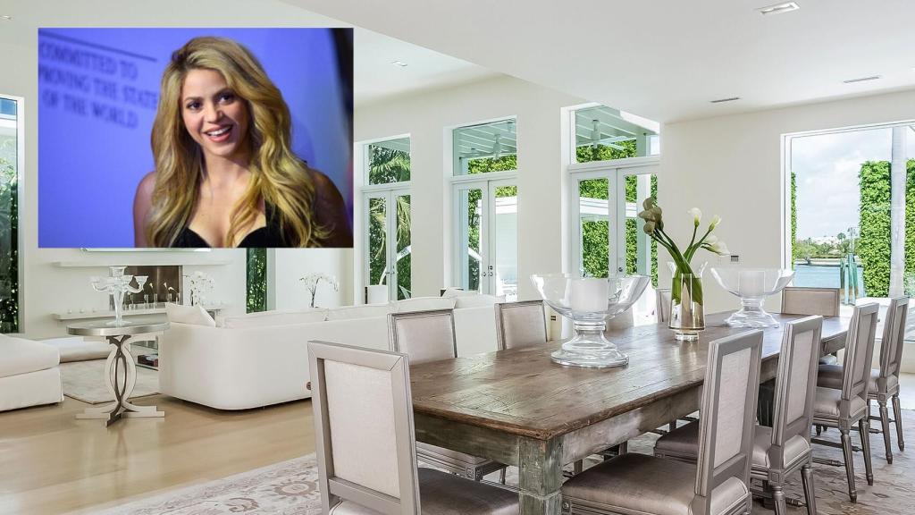 Shakira en montaje de JALEOS junto al salón de su casa de Miami.