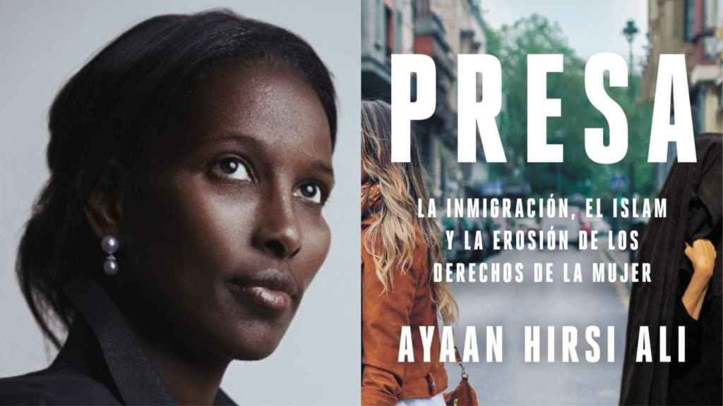 Hirsi Ali y la portada de su nuevo libro.