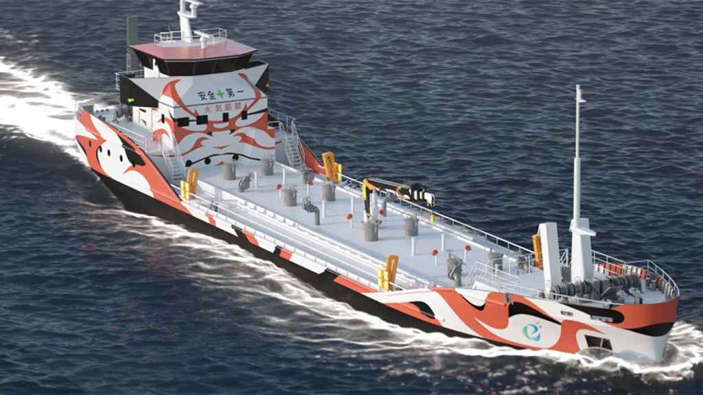 El barco eléctrico de Asahi Tanker.