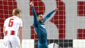 Theo Hernández celebra un gol con el Milan