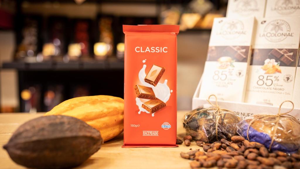 La tableta de chocolate con leche de Hacendado, la marca blanca de Mercadona.