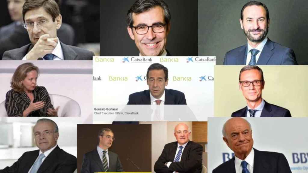 JI Goirigolzarri, E. Solla, D. López, N. Calviño, G. Gortázar, M. Galarza, I. Fainé, J. Sevilla, J. Oliu and FG.