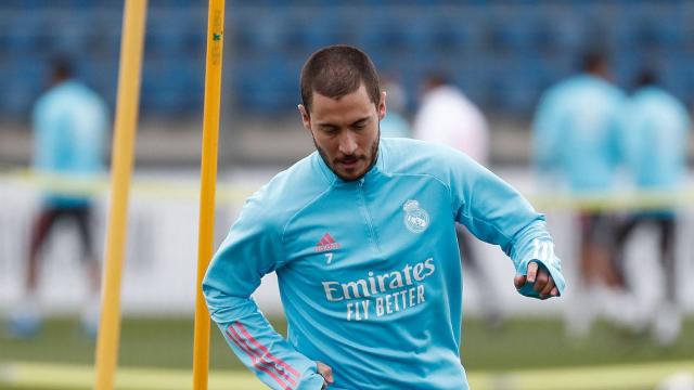 Eden Hazard, durante un entrenamiento del Real Madrid