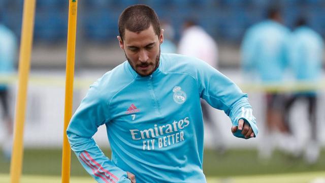 Eden Hazard, durante un entrenamiento del Real Madrid