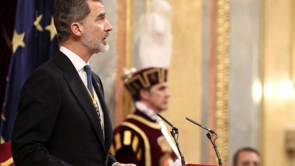 Felipe VI durante su discurso en el Congreso en la Apertura de la XIV Legislatura.