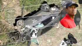 Imagen del coche de Tiger Woods tras el accidente