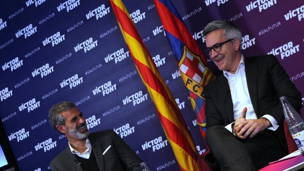 Juli López y Víctor Font, durante un acto de la carrera electoral