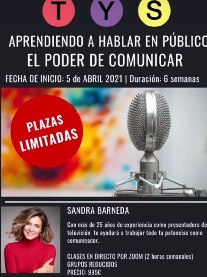 Sandra Barneda ha compartido los detalles de su próximo curso a través de sus 'stories'.