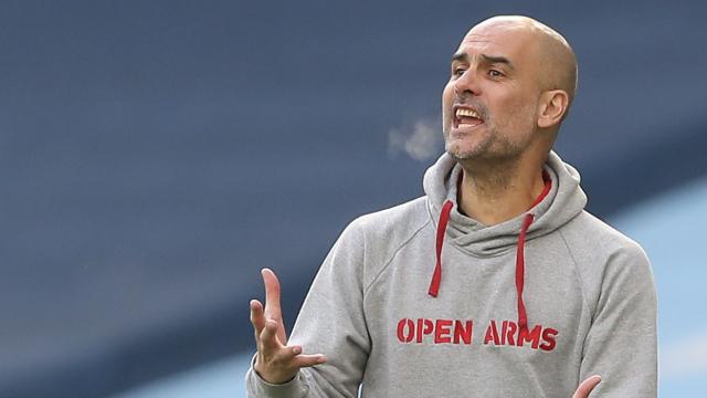 Pep Guardiola, durante un partido con el Manchester City