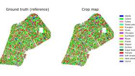 Mapas de cultivos proporcionados por la cartografía espacial.