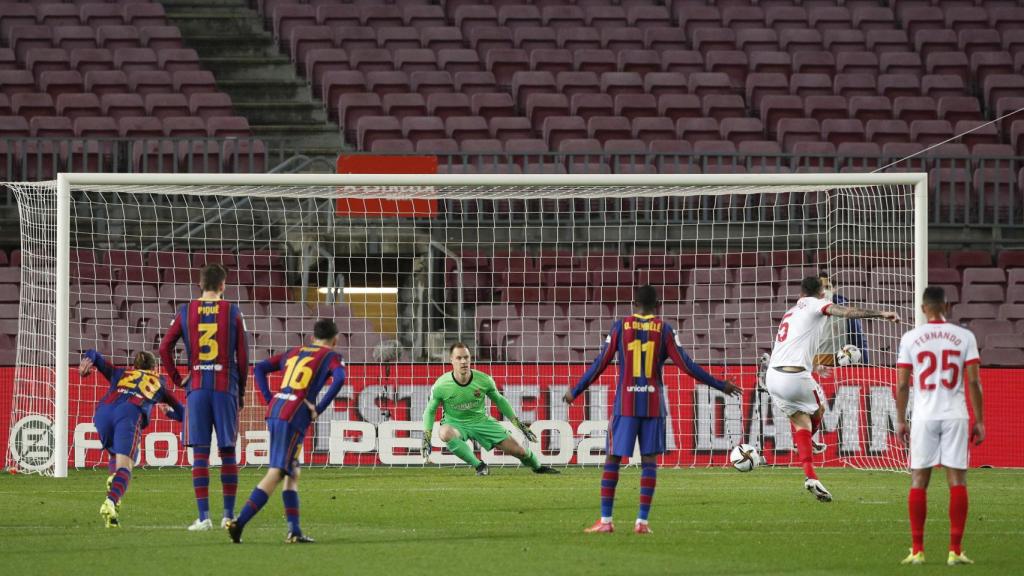 Penalti fallado por Ocampos ante Ter Stegen