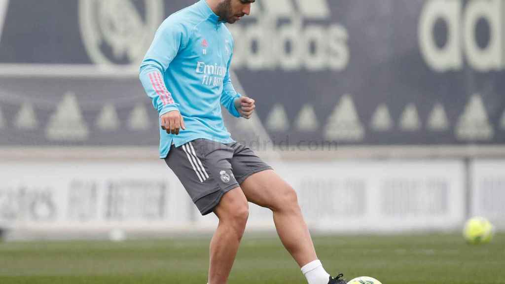 Marco Asensio, durante un entrenamiento del Real Madrid