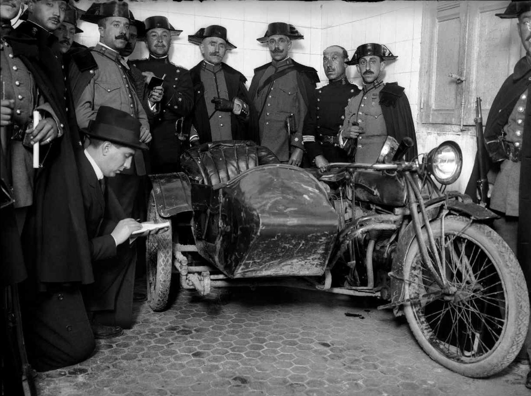 El sidecar utilizado por los anarquistas para cometer el magnicidio.