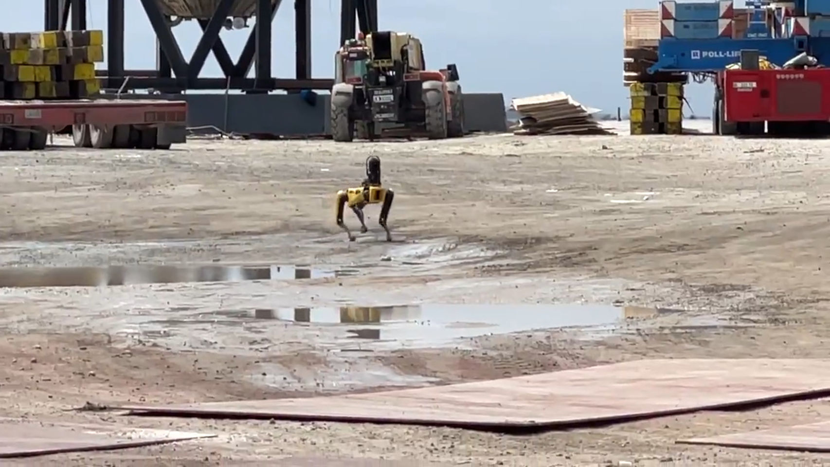 El perro robot Spot en la zona de la explosión de SpaceX