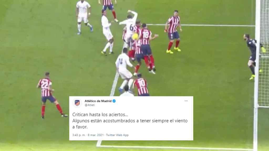 El mensaje del Atlético y la jugada de la mano de Felipe, en un fotomontaje