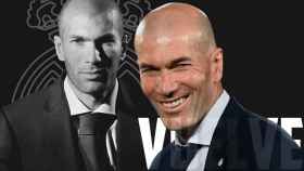 Zinedine Zidane y el día de su regreso al banquillo del Real Madrid, en un fotomontaje